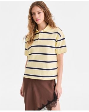 BarIII Striped Cotton Short-sleeve Rugby Shirt - Natural