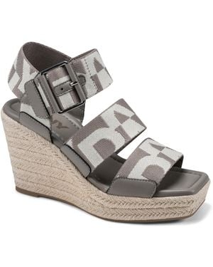 DKNY Caylee Square Toe Wedge Sandals - Gray