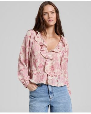 And Now This Ruffled Peplum Top - Red