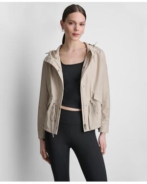 DKNY Cropped High-low Hooded Jacket - Multicolor