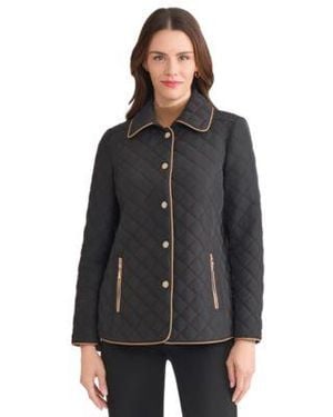 Jones New York Quilted Snap Front Long Sleeve Jacket Pxs Xl - Black