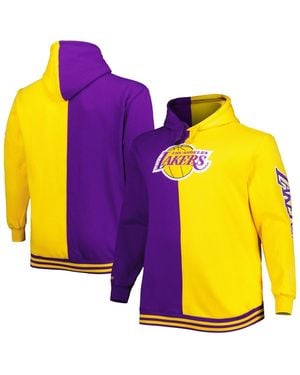 Mitchell & Ness Purple And Gold Los Angeles Lakers Big And Tall Hardwood Classics Split Pullover Hoodie - Yellow