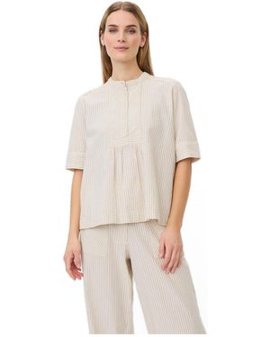 Masai Mabeyora Mandarin Collar Textured Blouse - White