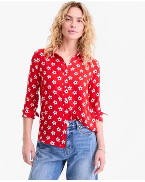 On 34th Button-front Crepe Shirt - Red