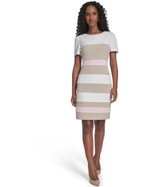 Tommy Hilfiger Colorblocked Scuba-crepe Dress - White