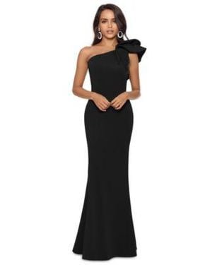 Betsy & Adam One-shoulder Scuba Crepe Gown - Black