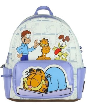 Garfield The Cat 11 Inch Mini Backpack Odie And Jon Faux Leather Small Bag Purse - Blue