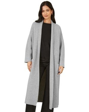 Yumi' Knitted Maxi Cardigan With Pockets - Gray