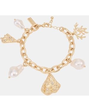 INC International Concepts Pave & Imitation Pearl Sealife Charm Bracelet - White
