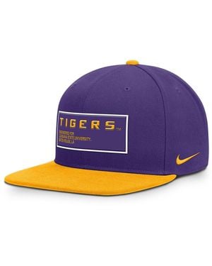 Nike Purple/gold Lsu Tigers 2025 On-field Patch Pro Dri-fit Snapback Hat - Blue