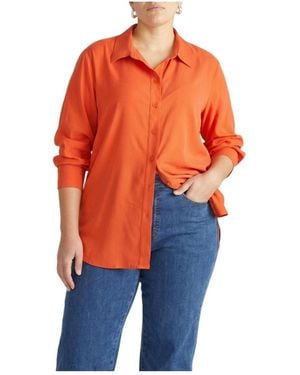 UNIVERSAL STANDARD Plus Sizes Cooling Stretch Cupro Artist Shirt - Orange