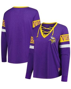 KTZ Minnesota Vikings Plus Size Throwback Lace-up Long Sleeve T-shirt - Purple