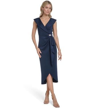 Jessica Howard Sleeveless V-neck Midi Dress - Blue