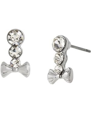 Steve Madden Faux Stone Bow Earrings - Metallic