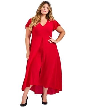 Avenue Plus Size Glam Jumpsuit - Red