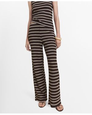 Mango Geometric Print Knitted Pants - Black