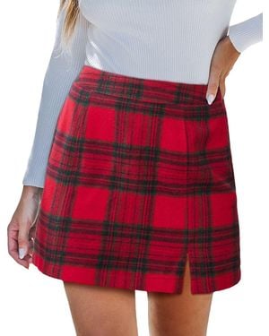 CUPSHE Out Of Your League Plaid Mini Skirt - Red