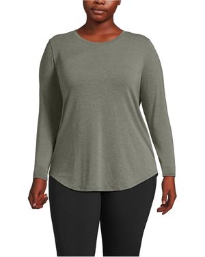 Lands' End Plus Size Long Sleeve Cooling Performance Tunic Tee - Gray