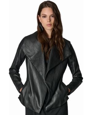 Donna Karan Mixed-media Belted Wrap Jacket - Black