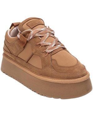 Forever & Always Shoes Riven Leather Platform Sneaker - Brown