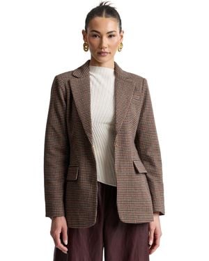 Avec Les Filles Notch Lapel Collar Belted Blazer - Brown