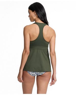Lands' End V-neck Racerback Flutter Tankini - Green