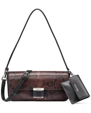 Calvin Klein Ingrid Snakeskin Faux Leather Small Shoulder Handbag - Multicolor
