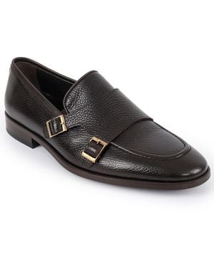 VELLAPAIS Ledonia Double Monk Strap Loafers - Black