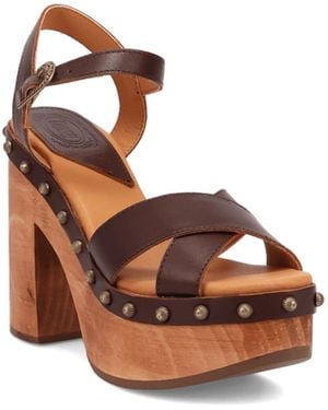 Dingo Lotus Wooden Sandal - Brown
