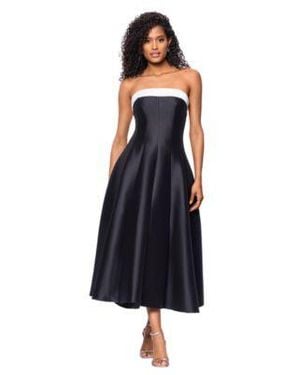 Betsy & Adam Betsy Adam Strapless Satin Mikado Party Dress - Blue