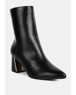 LONDON RAG Kaira Metallic Accent Heel High Ankle Boots - Black