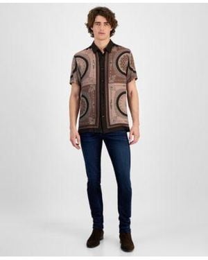 Guess Relaxed Fit Medallion Print Button Down Shirt Slim Fit Jeans - Blue