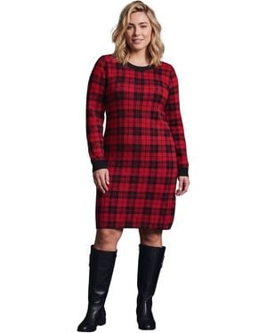 Avenue Plus Size Calista Long-sleeve Knee-length Crewneck Sweater Dress - Red