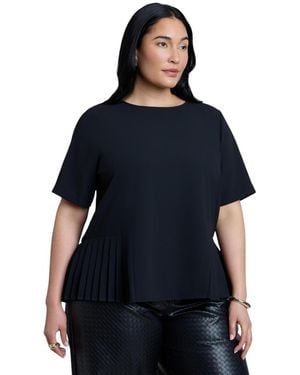Eloquii Plus Size Pleated Hem Top - Black