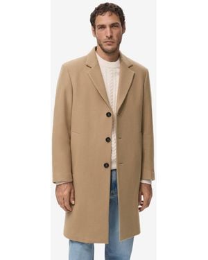 Mango Lapel Manteco Wool Coat - Natural