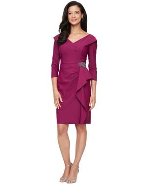 Alex Evenings Contour V-neck Sheath Dress - Red