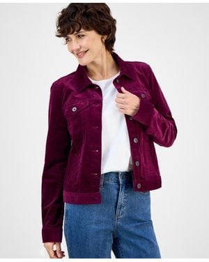Style & Co. Corduroy Classic Long-sleeve Jacket - Red