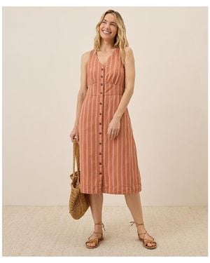 Pact Organic Cotton Canopy Linen Blend Notch Neck Dress in Natural | Lyst