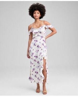 And Now This Now This Lace Inset Ruffle Slip Dress Macys Exclusive - White