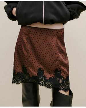 Mango Polka Dot Slip Skirt - Black