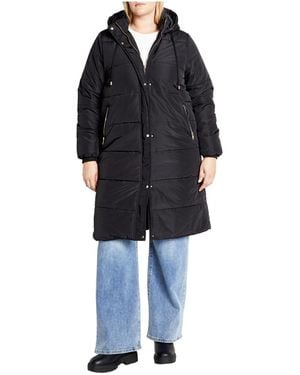 City Chic Plus Size Darcy Puffer Jacket - Black