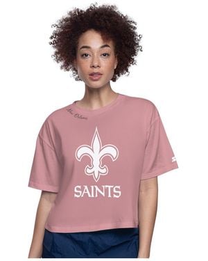 Starter New Orleans Saints Play The Ball Boxy Cropped T-shirt - Pink