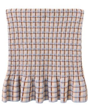 Mango Fine Knit Plaid Mini Skirt - White