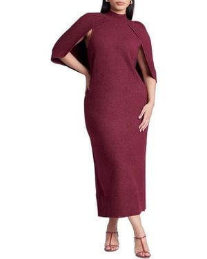 Eloquii Plus Size Sweater Cape Dress - Red