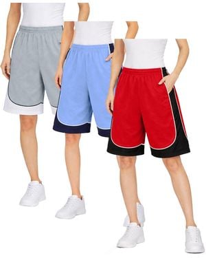 Jump Start Loose Fit Moisture-wicking Performance Shorts-3 Pack - Red