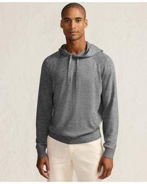 Lands' End Long Sleeve Washable Merino Pullover Hoodie - Gray