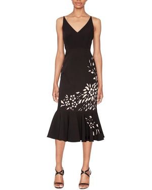 White Tie By Shani Shani Laser Cut Flounce-hem Midi Dress - Black