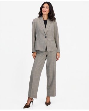 Le Suit Plaid Wide-leg Jacket And Pants - Gray