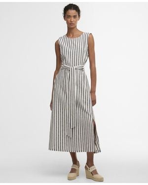 Barbour Inez Sleeveless Striped Midi Dress - White