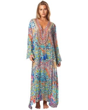 La Moda Clothing Long Regular Kaftan Dress - Blue